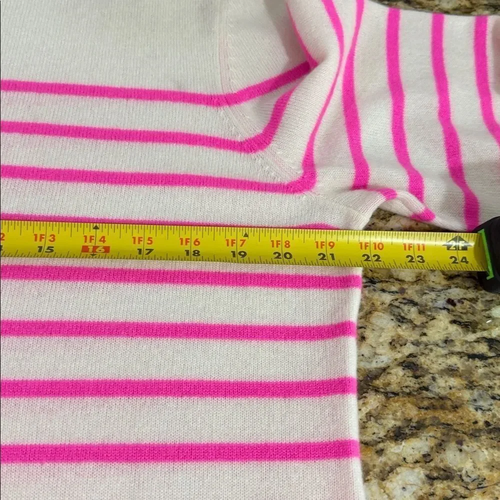 Antonio Melani Cashmere Sweater Cameron Ivory Pink Stripe Crewneck XL
